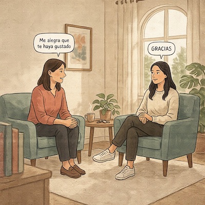 Persona aprendiendo a recibir cumplidos de forma asertiva en consulta de psicología