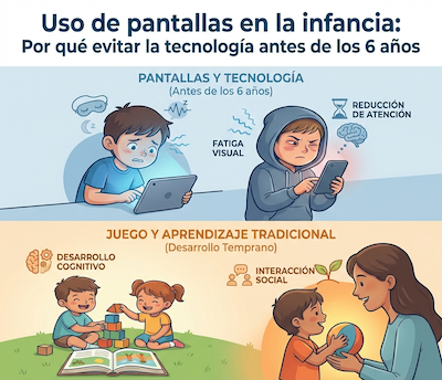 Uso de pantallas en la infancia: Por qué evitar la tecnología antes de los 6 años