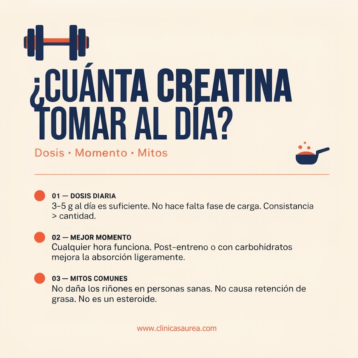 ¿Cuánta creatina tomar al día? Dosis, momento y mitos